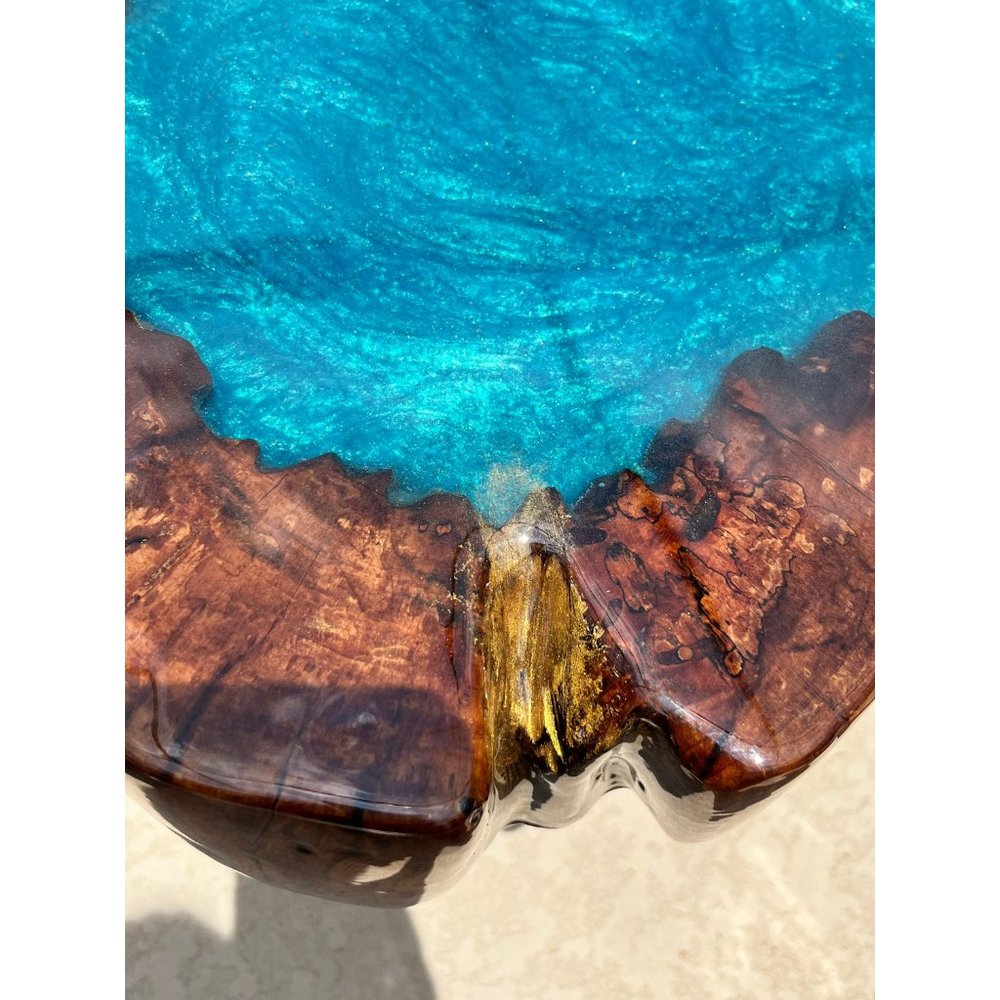Lagoon Stump Table, Resin Epoxy Side Table, Resin Epoxy Art, Petrified Stump Tab - Picture 5 of 10